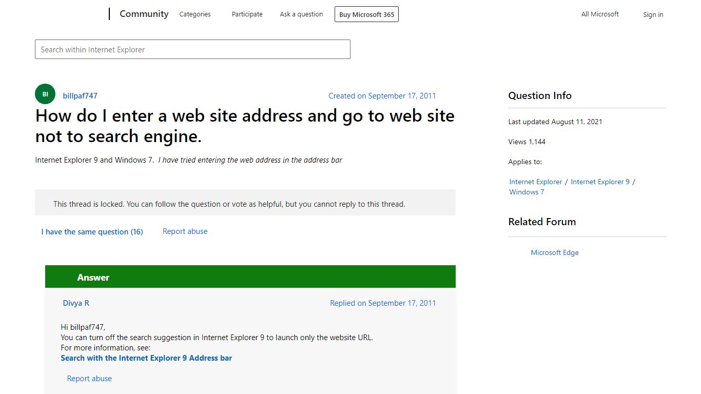 How do I enter a web site address and go to web site not to search ...