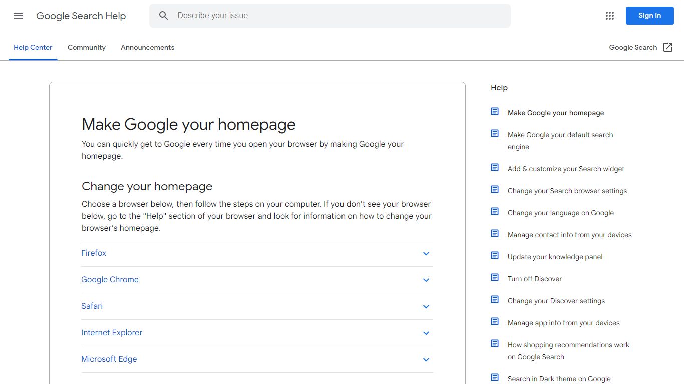 Make Google your homepage - Google Search Help